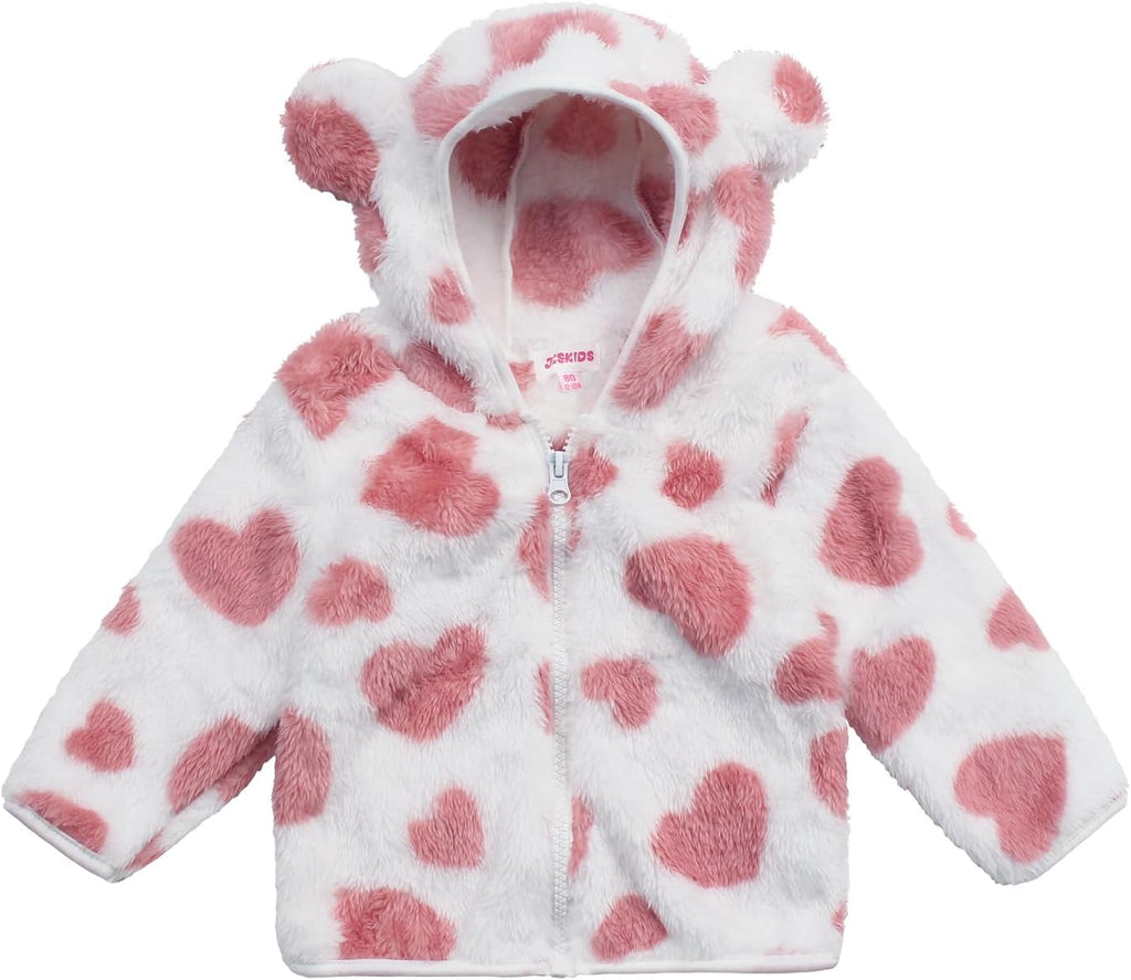 Toddler Girls Boys Fleece Hoody Jacket Zip up Teddy Coat Warm Winter Outwear